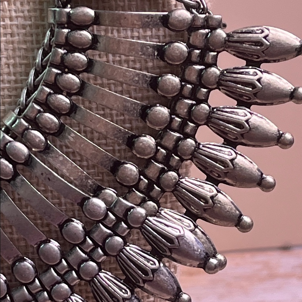 Boho Silver Toned Statement Necklace - image 5